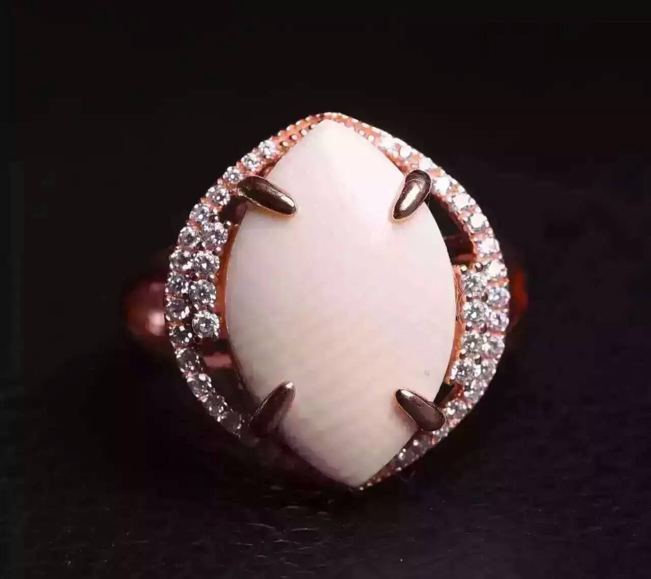 猛犸象牙戒指 925纯银镶嵌 活口 k金工艺 东海天然水晶批发