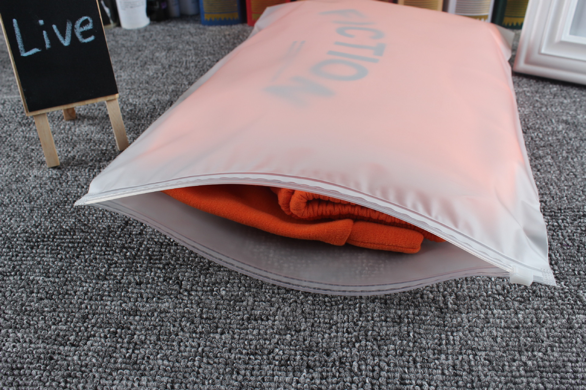 服装拉链袋夹链自封袋双磨砂服装包装袋 羽绒服塑料袋40*50 16丝