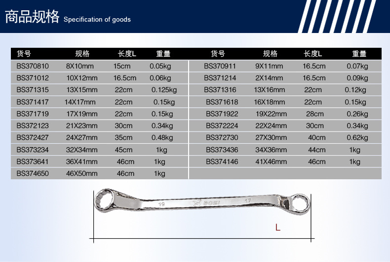 波斯工具 双头 呆扳手 梅花扳手32*34-46*50mm 扳手 铬钒钢 正品