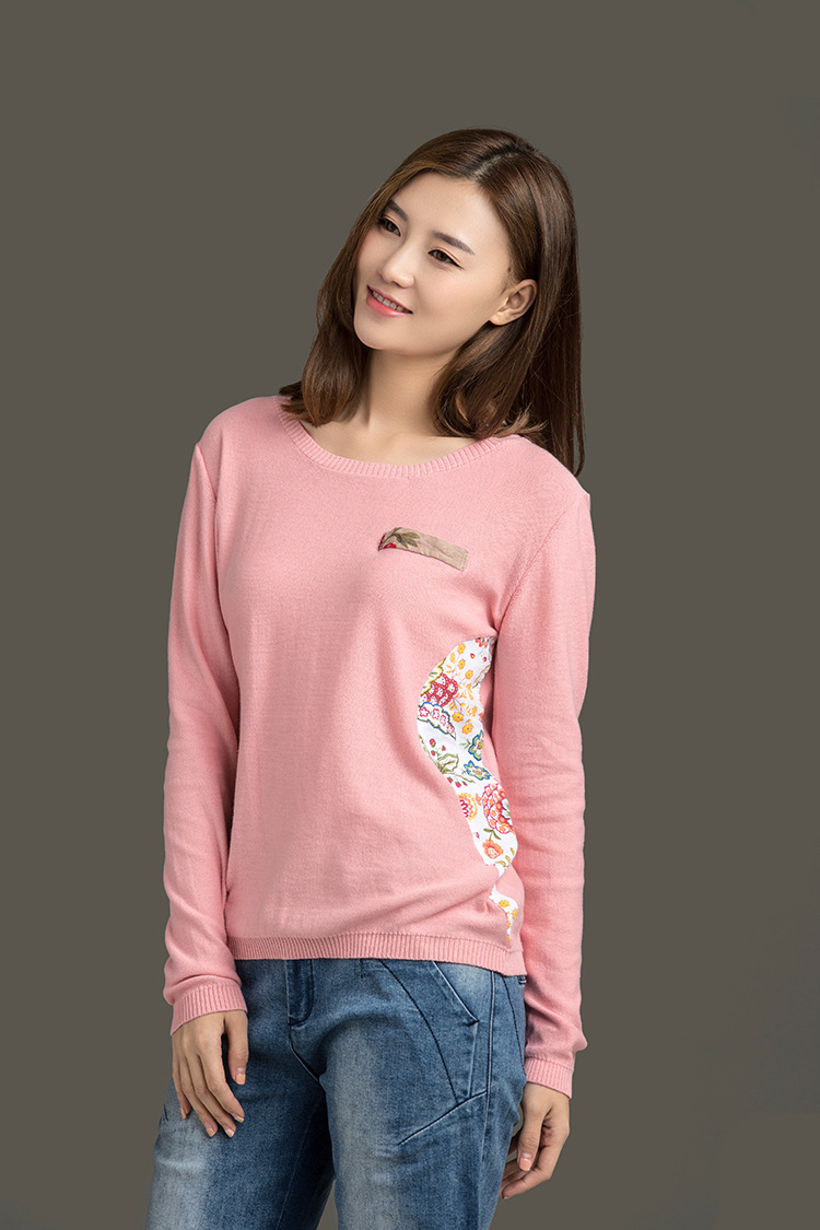 2016秋装新款套头长袖针织衫纯棉简约女士线衣源头工厂