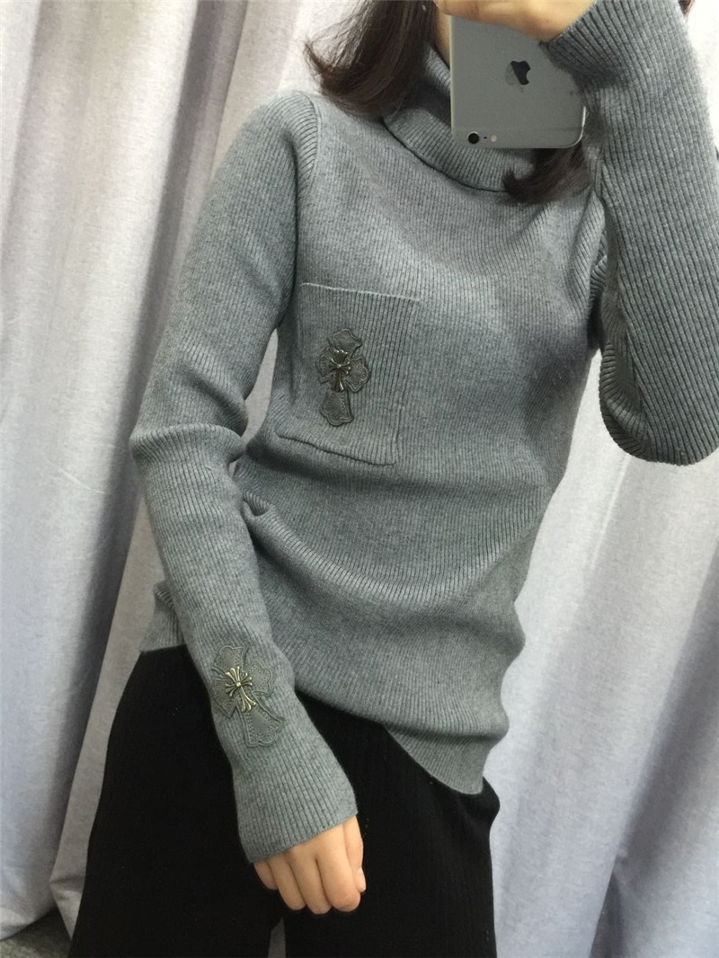 秋冬款蛇蛇同款克罗心高领弹力打底针织衫女纯色长袖修身羊毛毛衣