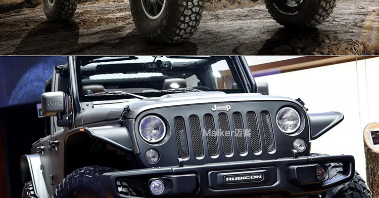 【迈客部件厂】jeep牧马人轮眉飞机轮眉改装jk竞技轮眉带灯个性