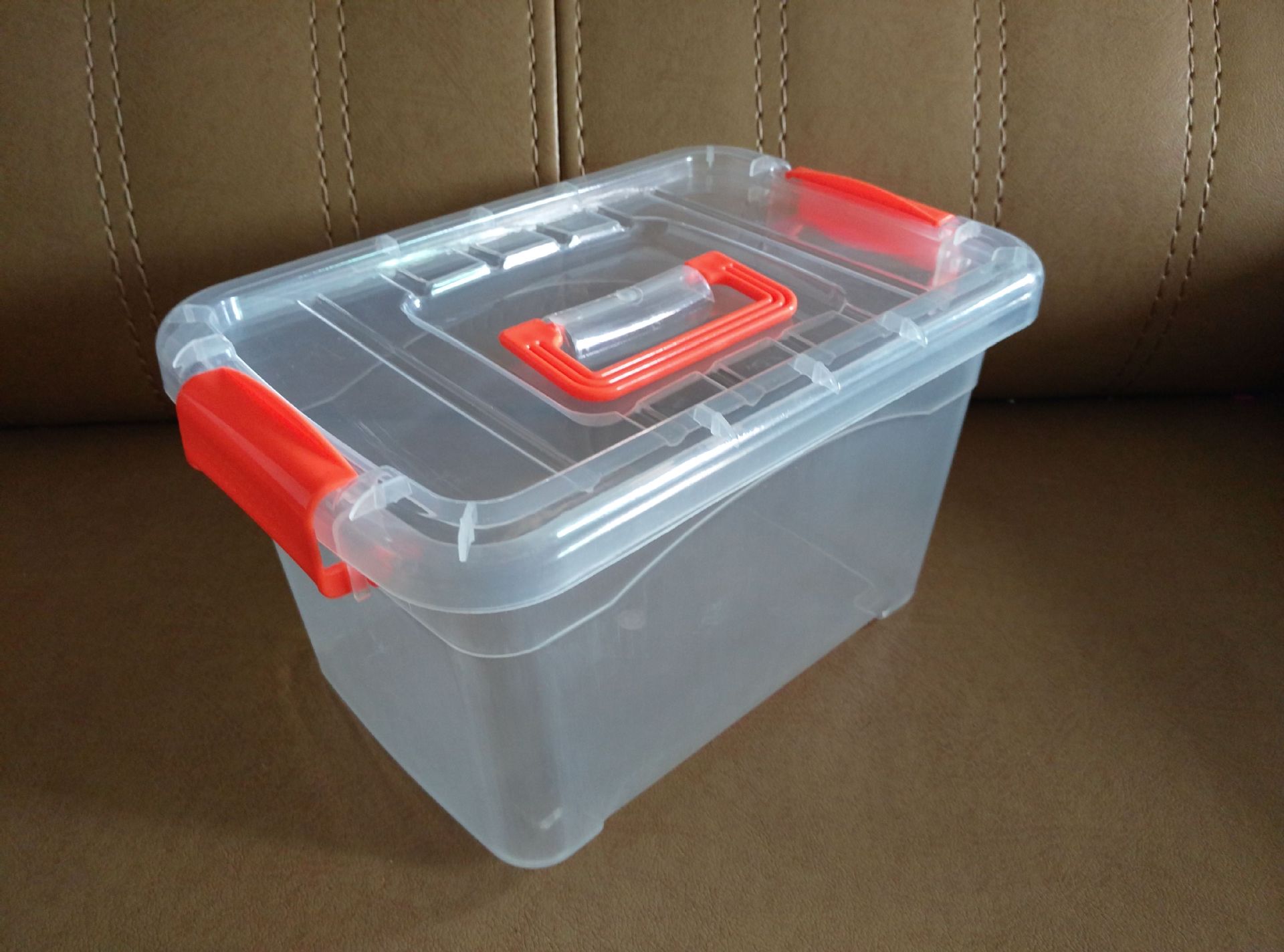 厂家直销厚塑料透明收纳箱 手提透明收纳盒 透明储物盒 小中大号