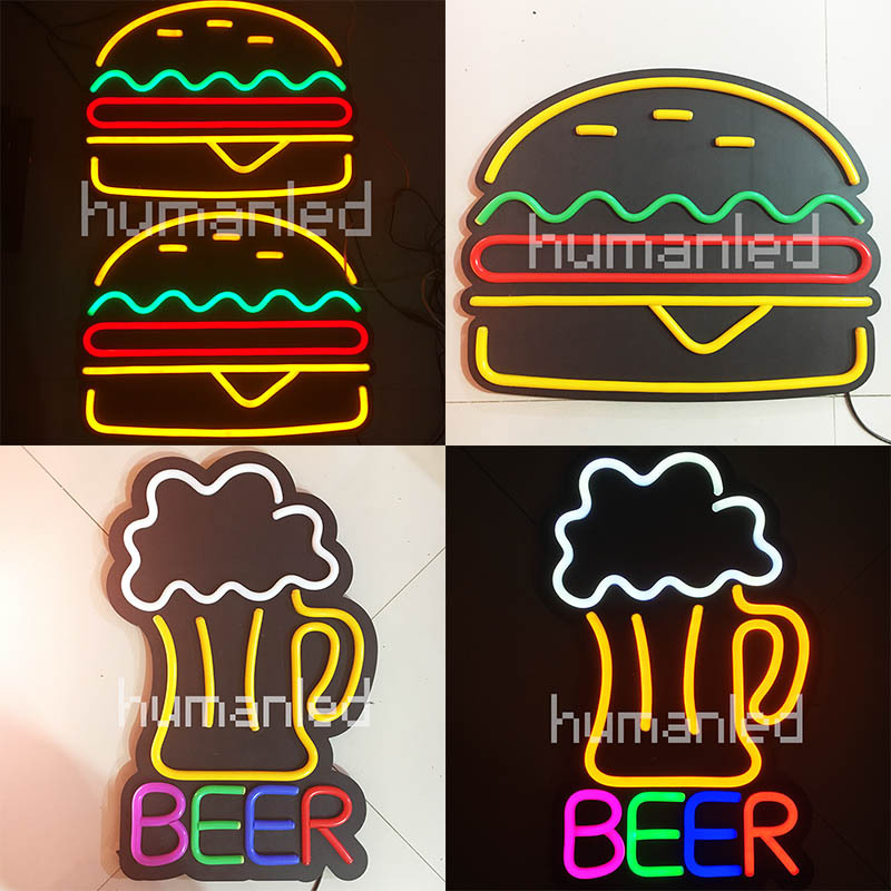 客户定制 led beer sign 霓虹灯广告牌 软灯带啤酒杯标识酒吧招牌