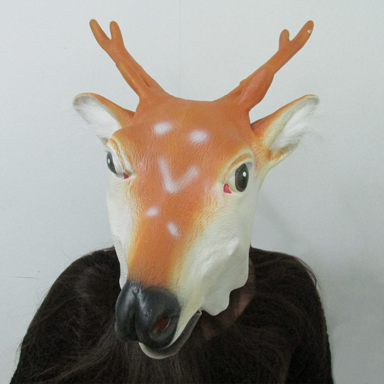 动物头套 梅花鹿面具 鹿头装饰道具