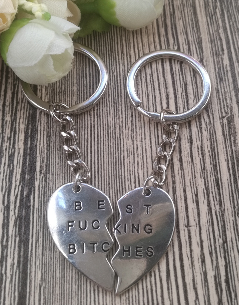 ebay亚马逊速卖通热卖best fucking 碎心钥匙扣钥匙圈情侣挂件
