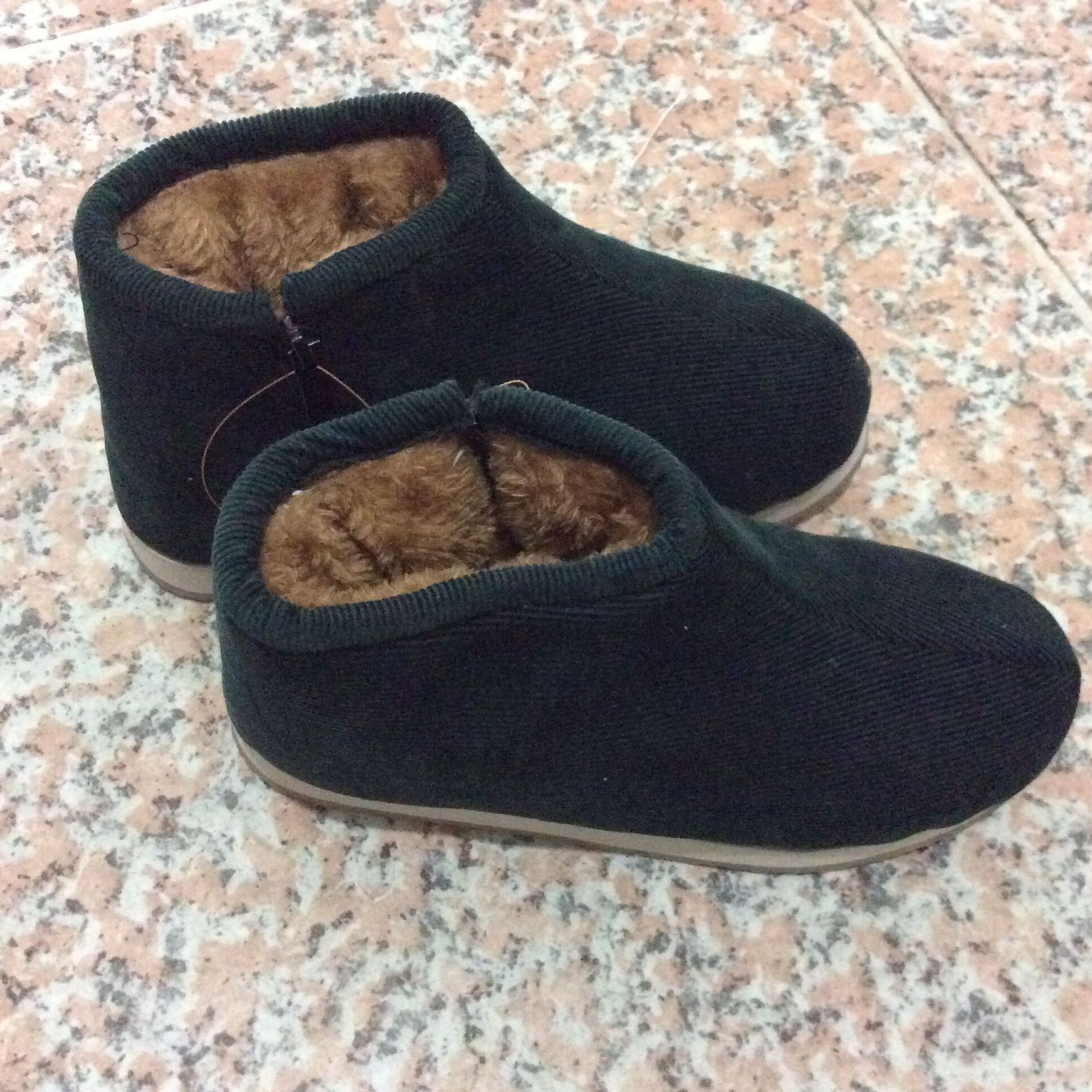 冬天 手工棉鞋 侧拉链棉鞋 青底耐磨超保暖 墨绿色