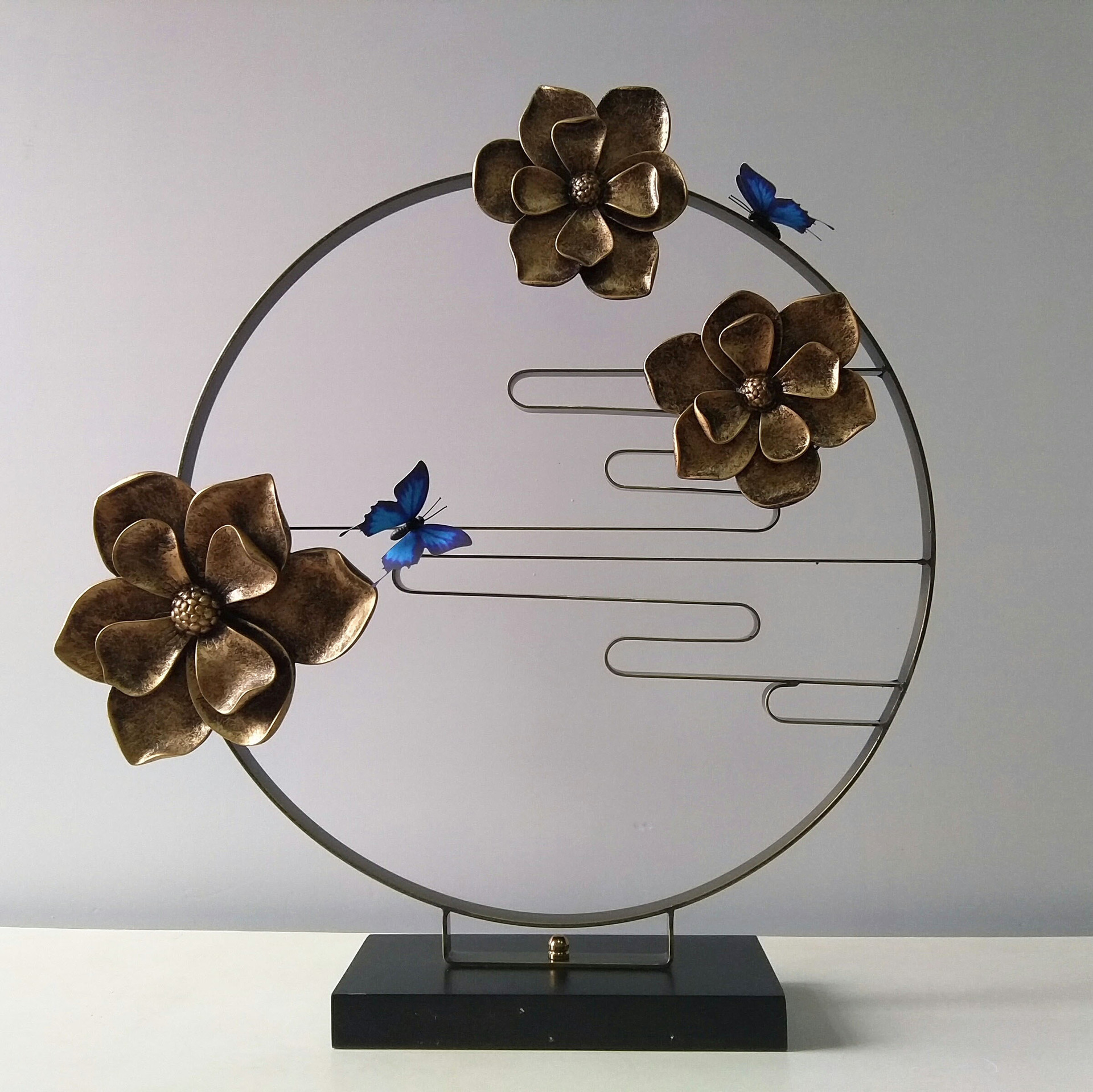 现货批发新中式铁艺飞鸟和鱼玄关家居饰品摆件