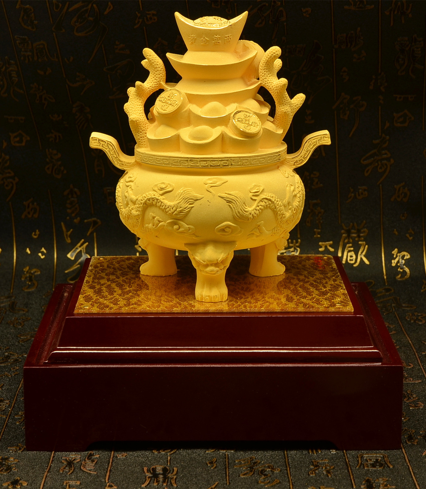 绒沙金聚宝盆镀金聚宝盆绒沙金沈万三聚宝盆厂家直销商务摆件