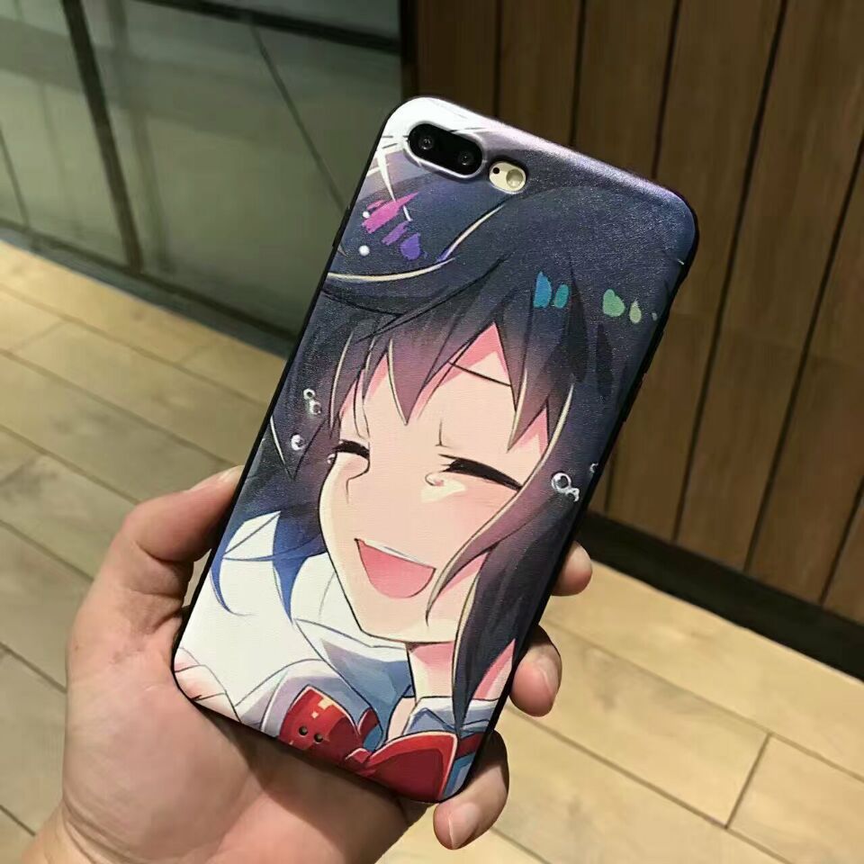 新海诚动漫你的名字iphone7手机壳苹果6plus情侣款蚕丝纹黑皮软壳