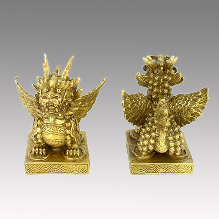 铜飞天翅麒麟铜摆件 飞天翅麒麟 麒麟送子摆设