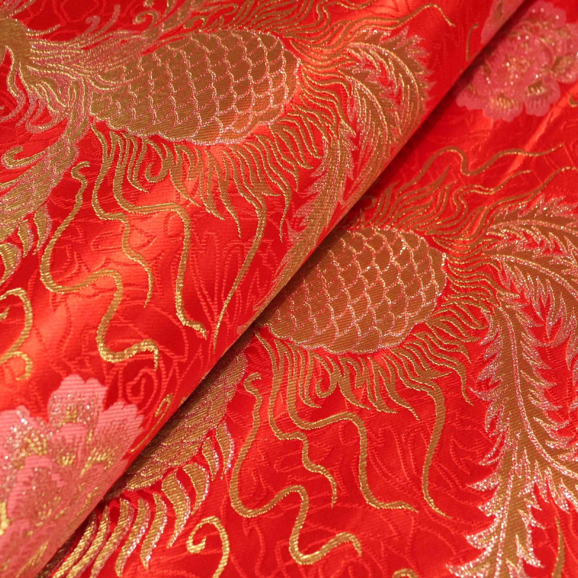 云锦大凤凰绣花旗袍面料唐装布料高档包装面料织锦缎布料丝绸特价