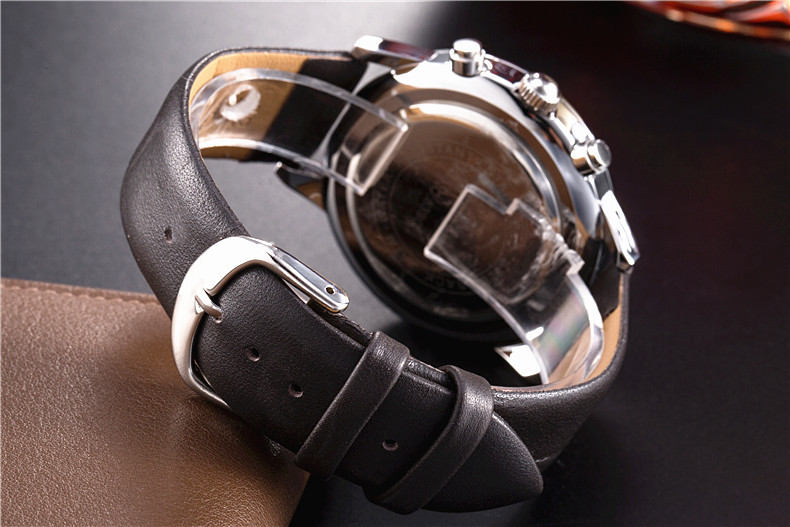 科曼奇手表 男表皮带手表 防水商务男士手表 腕表 石英表手表