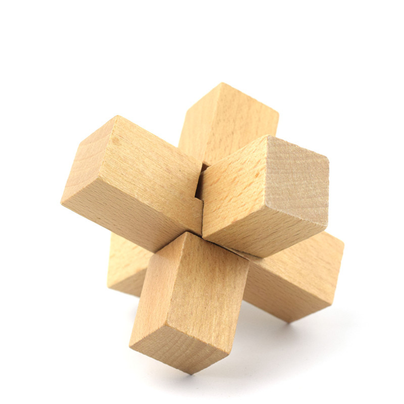 榉木本色好汉孔明锁成人儿童益智休闲木制玩