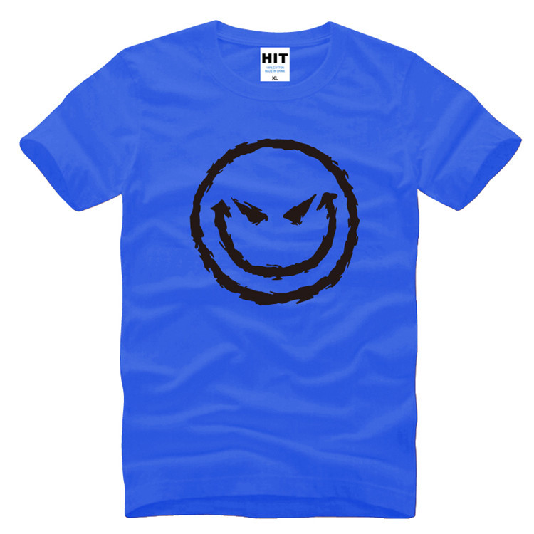 厂家直销 纯棉男式短袖t恤 evil smiley face 邪恶的笑脸 搞笑 酷