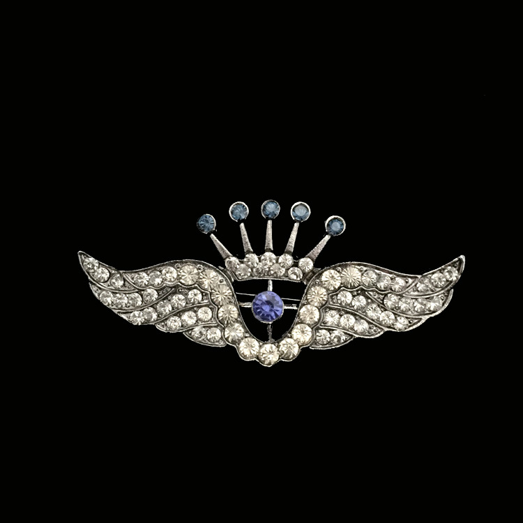欧美 最近流行时尚简约个性皇冠天使翅膀满钻胸针 ebay热卖配饰