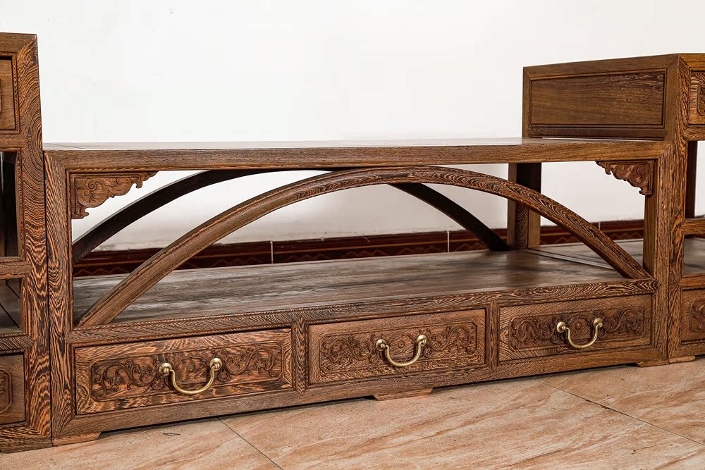 创意款中式仿古家具实木拱桥电视柜 鸡翅木客厅拱桥电视柜批发