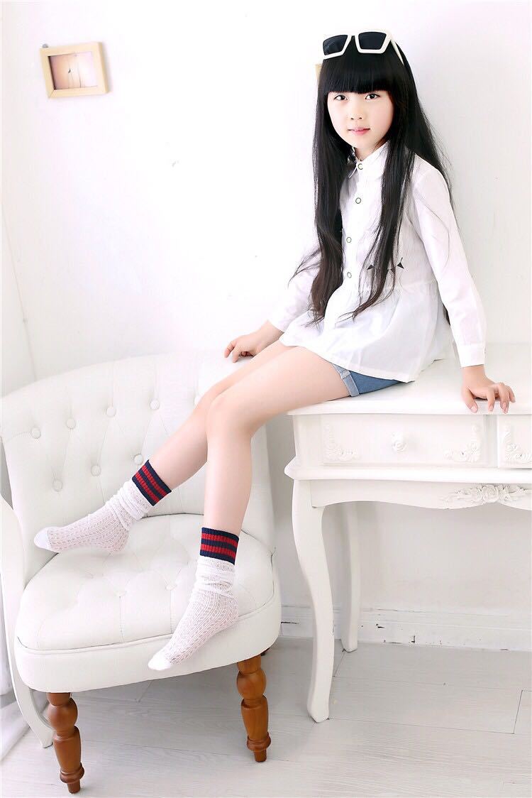3-12岁春秋薄款儿童中筒袜女童过膝袜全棉针织镂空网眼女童长袜子
