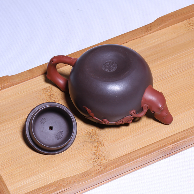 小壶涂紫砂 王红娟紫砂壶原矿紫泥全手工葡萄壶功夫茶具批发特价
