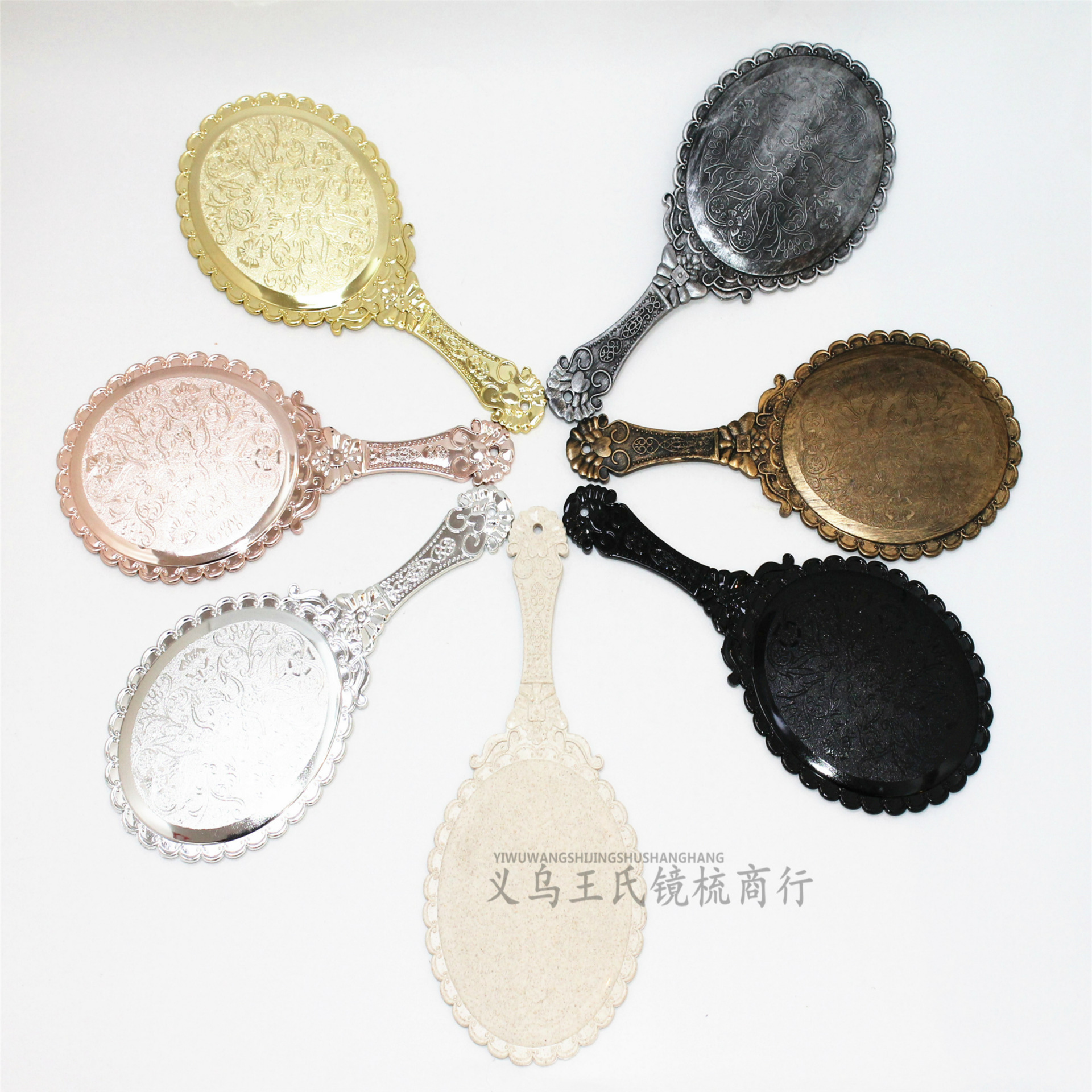 HD Handle Mirror Korean Retro Pattern Beauty Salon European Portable Mirror Princess Handheld Mirror