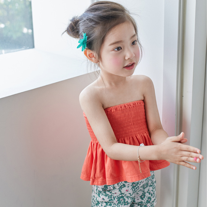 夏季短裙韩版儿童抹胸潮流无袖亲子装女童裹胸超短裙