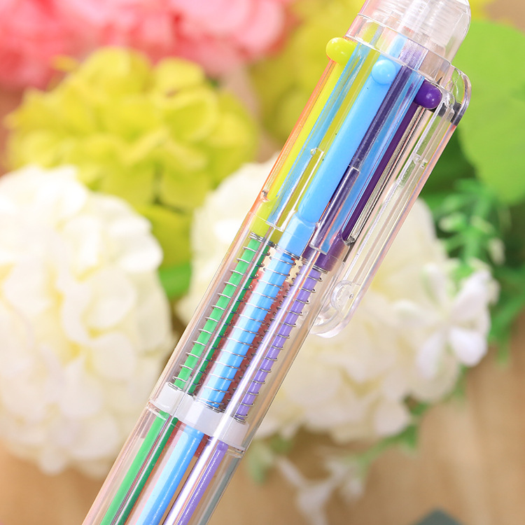 批发 韩国创意文具 可爱多色圆珠笔 透明