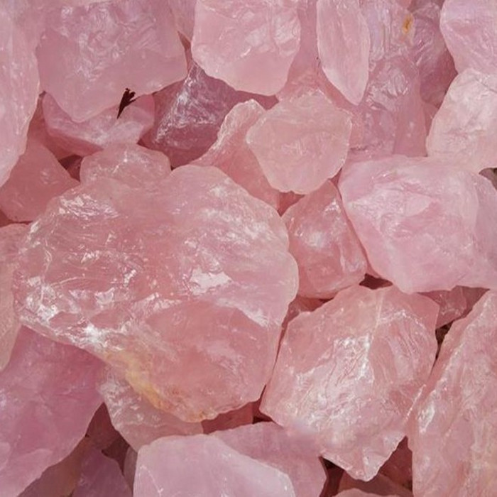 天然马粉粉晶原石 果冻粉水晶柱大颗粒碎石摆件 原矿毛料批发1kg