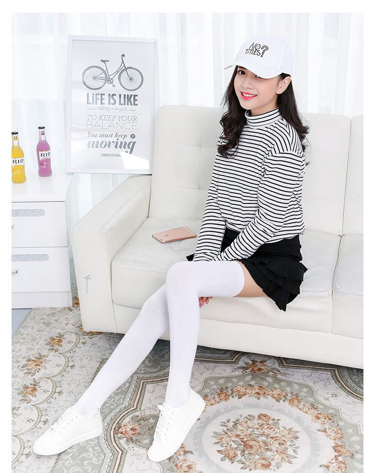 膝学院风纯色防滑长筒袜高筒袜批发棉过膝韩国纯白色学生袜子女