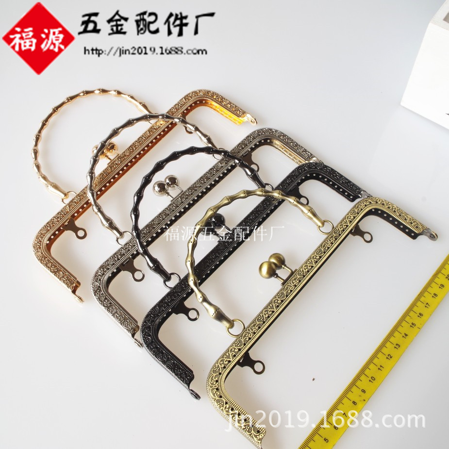 5cm方形压花竹节手挽口金 箱包五金夹子配件批发