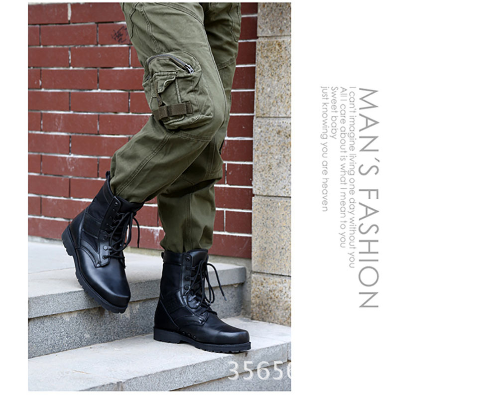 夏季新款超轻07作战靴透气军靴户外特种兵配发高帮牛皮网孔登.
