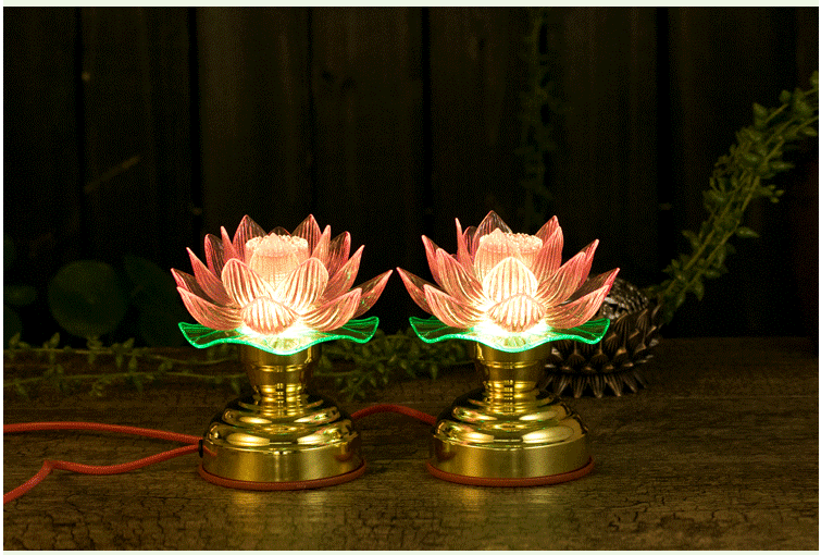 莲花灯供灯长明灯led七彩莲花灯供佛灯莲花宝灯佛前灯结缘批发