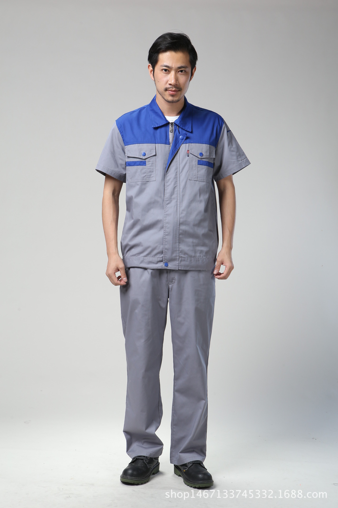 夏季透气短袖工作服定做 高品质棉工装厂服批发 新款劳保服