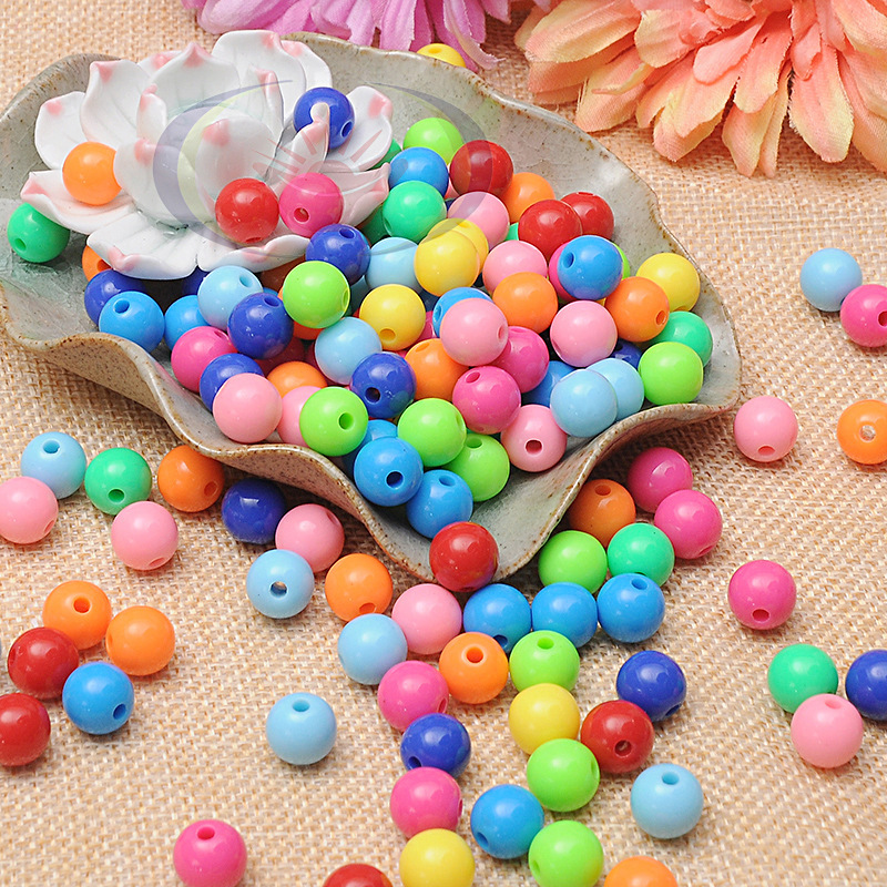diy solid color round beads wholesale acrylic beads candy beads 6mm