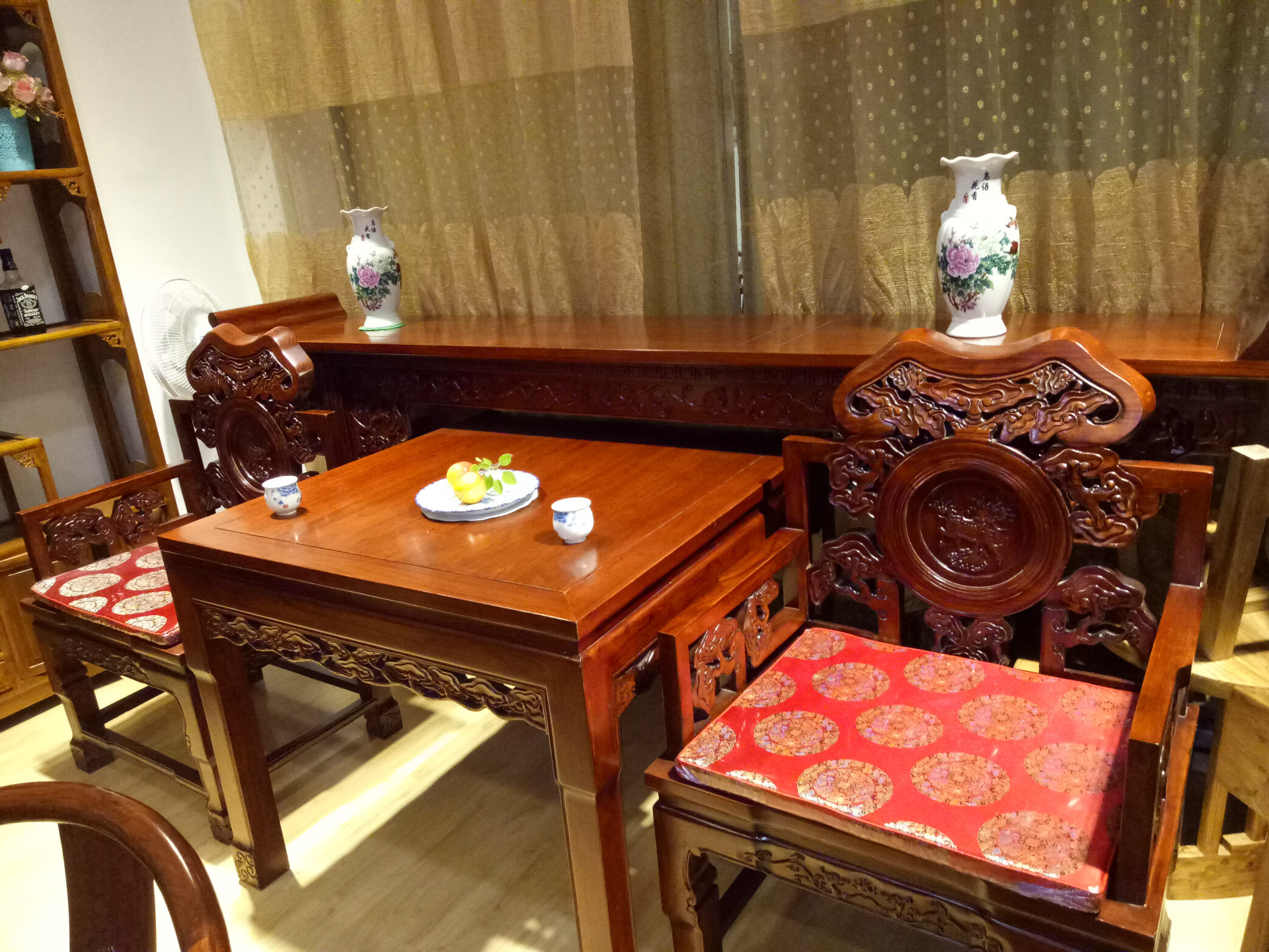 榆木 中式明清家具 客厅实木中堂 条几 香案 供桌雕刻