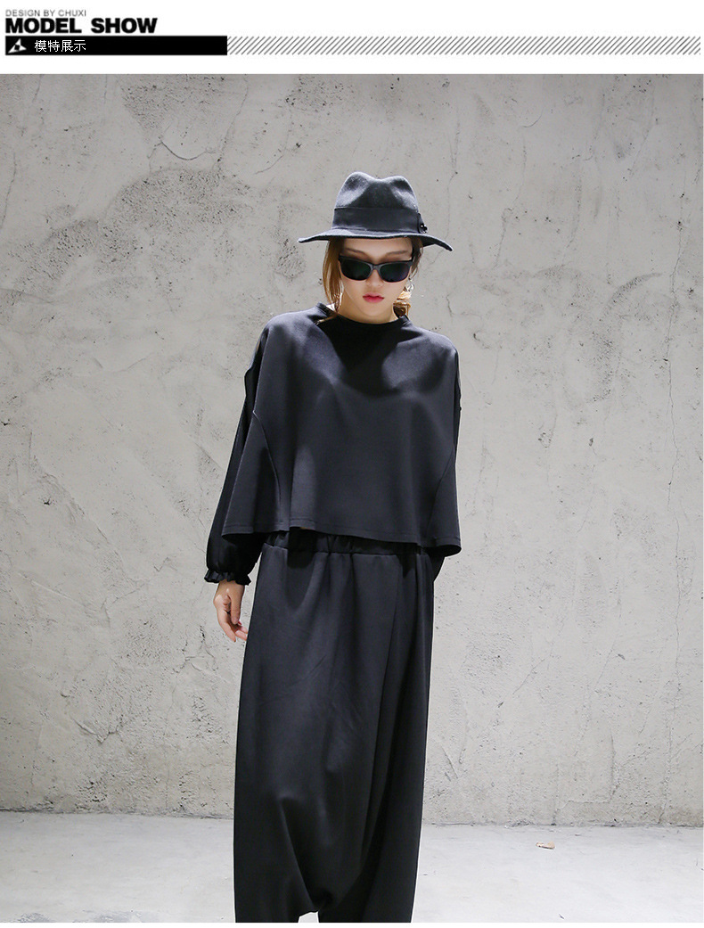 圆领长袖套装 2016秋季新款摩登时尚女装 宽松女式休闲两件套