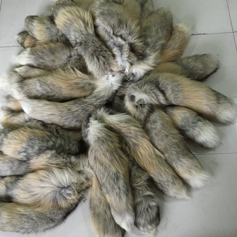 金岛狐狸尾巴挂件肛塞尾巴包包钥匙皮草挂件自然花纹40-45厘米