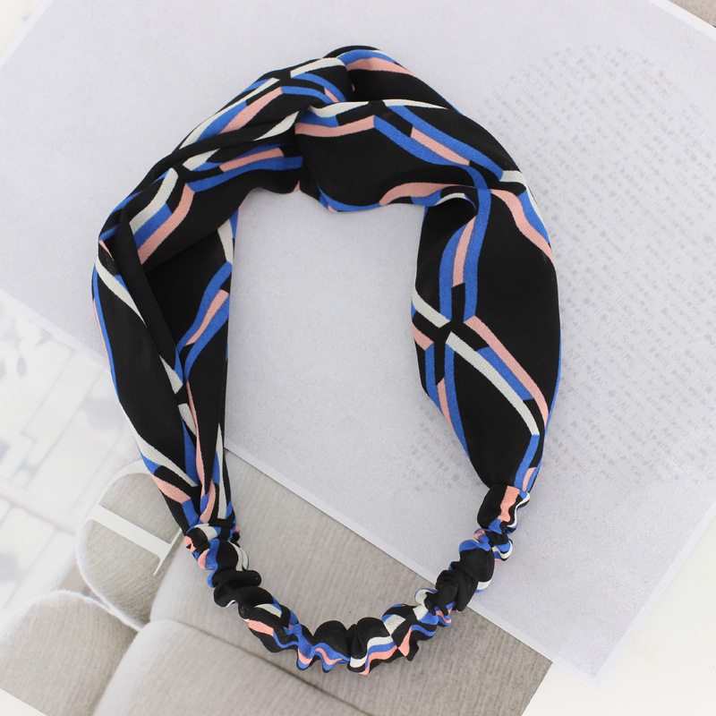 韩国东大门布艺发带 菱形几何线条气质 交