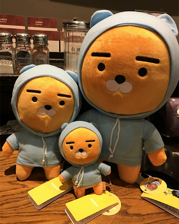 韩国卡考超萌南俊同款ryan小狮子蓝衣服连帽抓机毛绒娃娃公仔玩偶