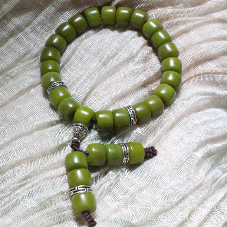 绿色风化菩提根佛珠手串精工108颗手链男女通用情侣款手串批.