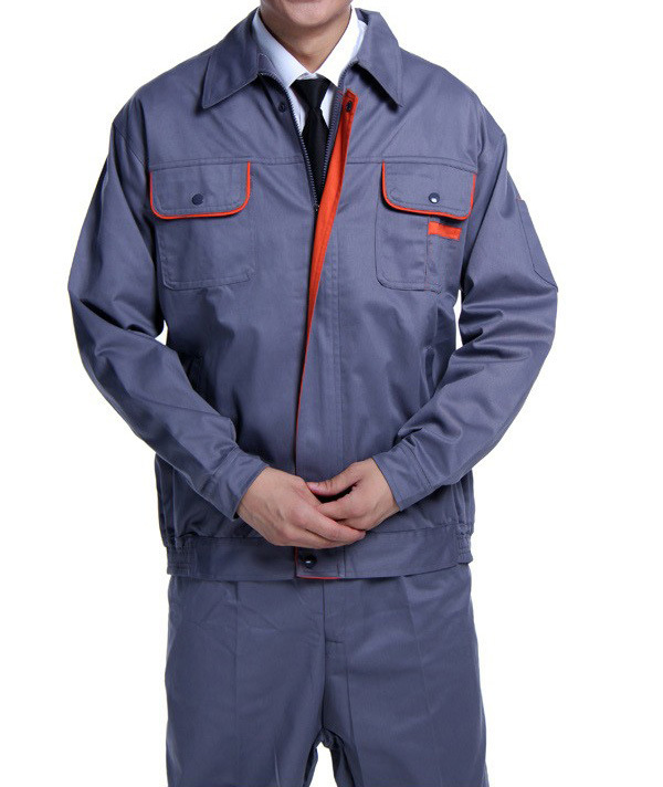 橘红边涤棉全套男加厚特价长袖耐磨汽修工装制服工作服工艺工装