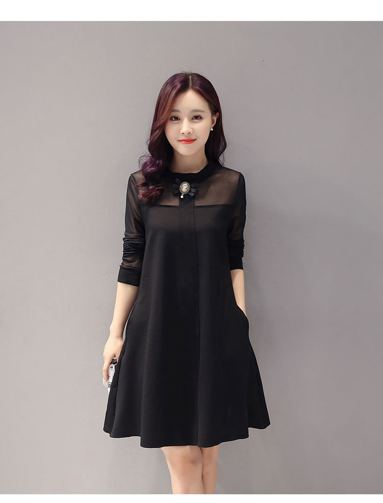 2016秋装新款长袖连衣裙女韩版宽松大码