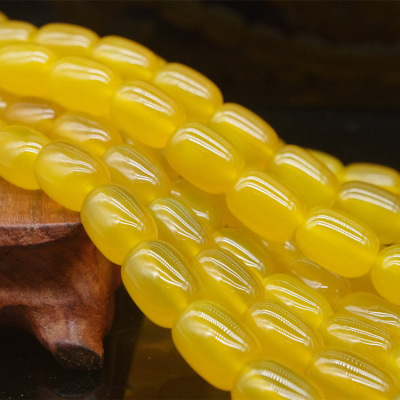 天然黄玛瑙桶珠:黄玛瑙隔珠散珠腰珠diy饰品配件