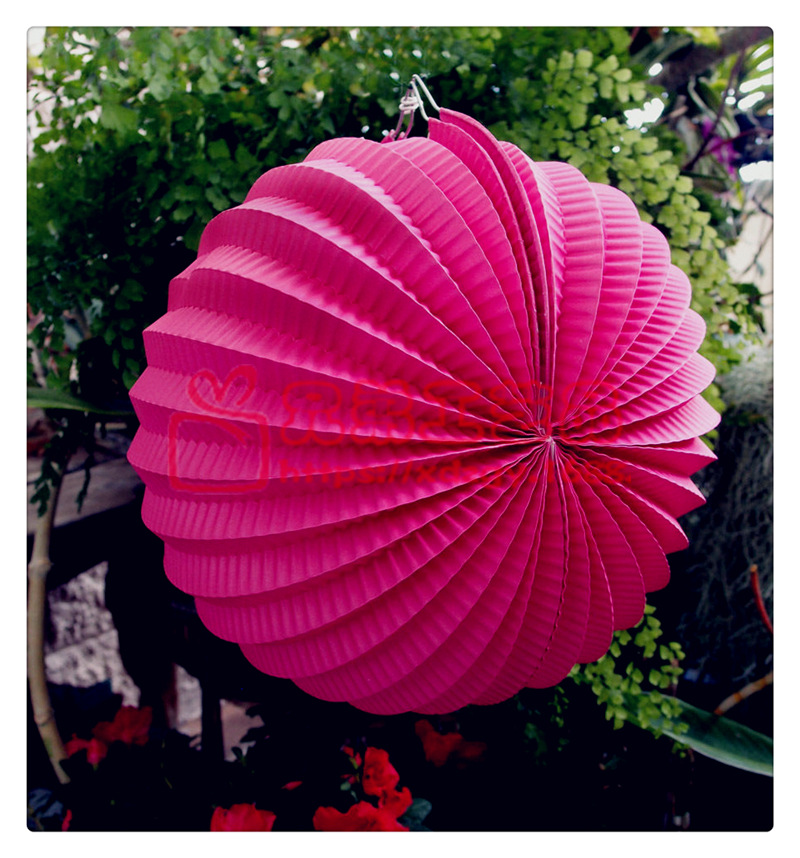 35cm圆球形西瓜纸灯笼 大号手提风琴灯笼 传统卡通纸灯笼