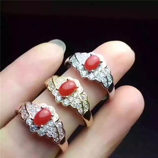 纯银戒指 天然宝石 925纯银镶嵌 首饰纯银饰品 欧美饰品