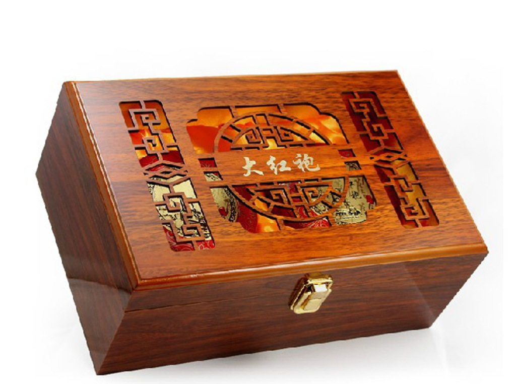 镂空茶叶木盒 木质包装盒 大红袍灵芝冬虫