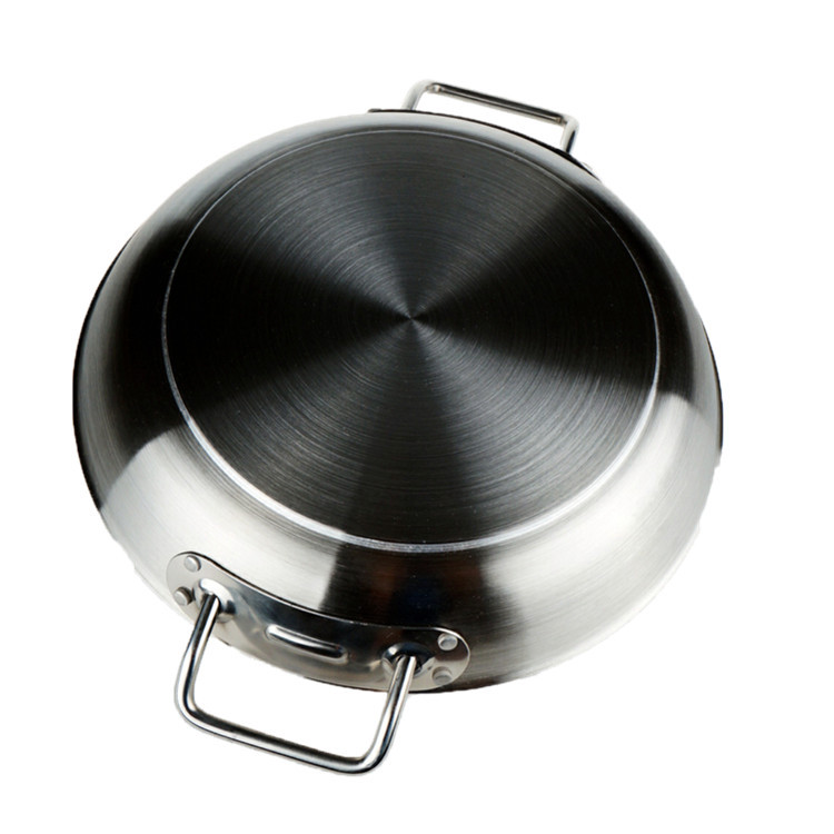 荐不锈钢复合底钢面煎锅 单柄和双耳平底锅 电磁炉煎锅比萨煎盘