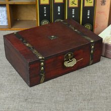 厂家仿古木盒复古带锁盒子桌面杂物收纳盒拍摄道具创意礼物包装盒