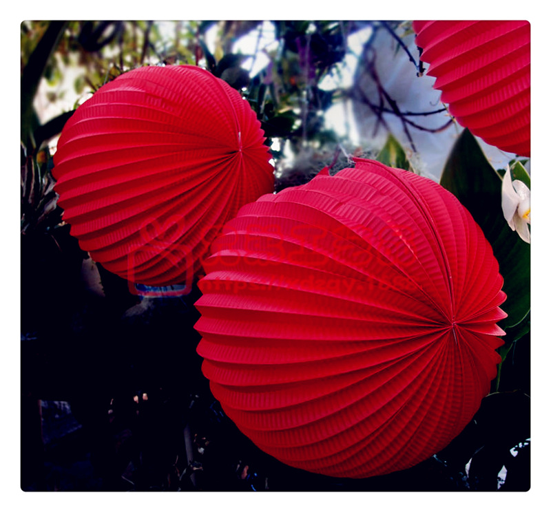 创意款纸灯笼 手提球形西瓜纸灯笼 红色万圣节灯笼