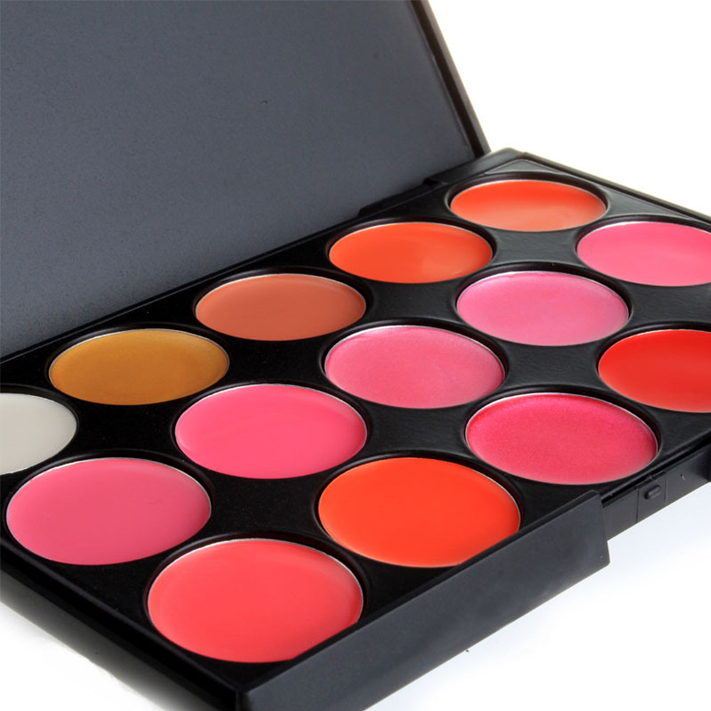 15色唇彩彩妆盘防水裸色唇蜜盘 保湿持久专业15色口红盘gujhui