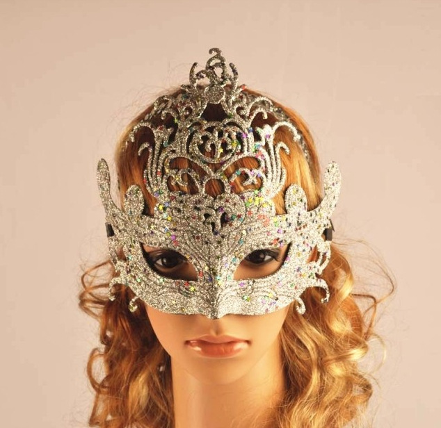 金粉彩绘皇冠公主面具 化妆舞会公主面具 万圣节表演面具 面具女